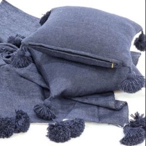 Navy Blue Throw Blanket and Pillow Set